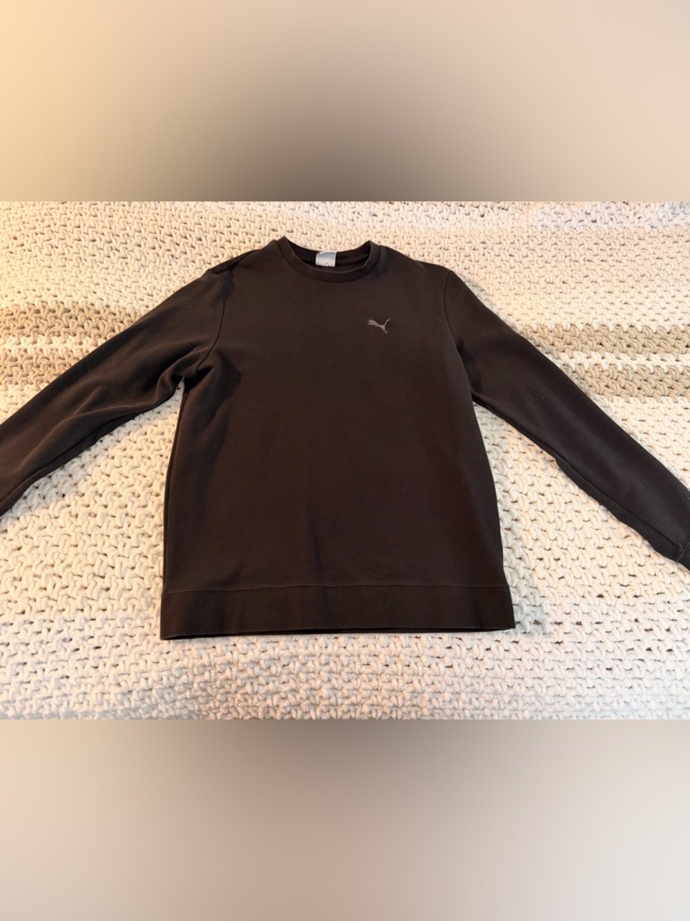 Puma Men's Black Crewneck Pullover with Tonal Logo